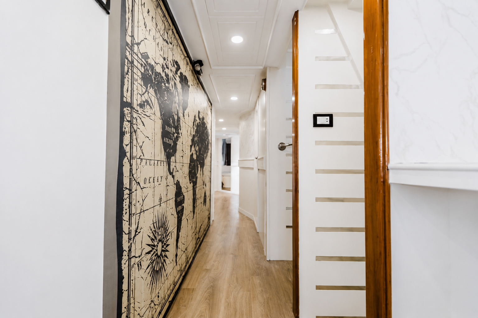 Cabin corridor on the lower deck