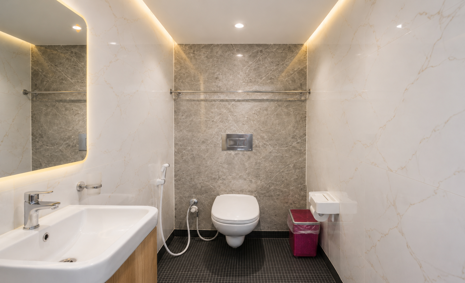 En-suite bathroom with marble walls