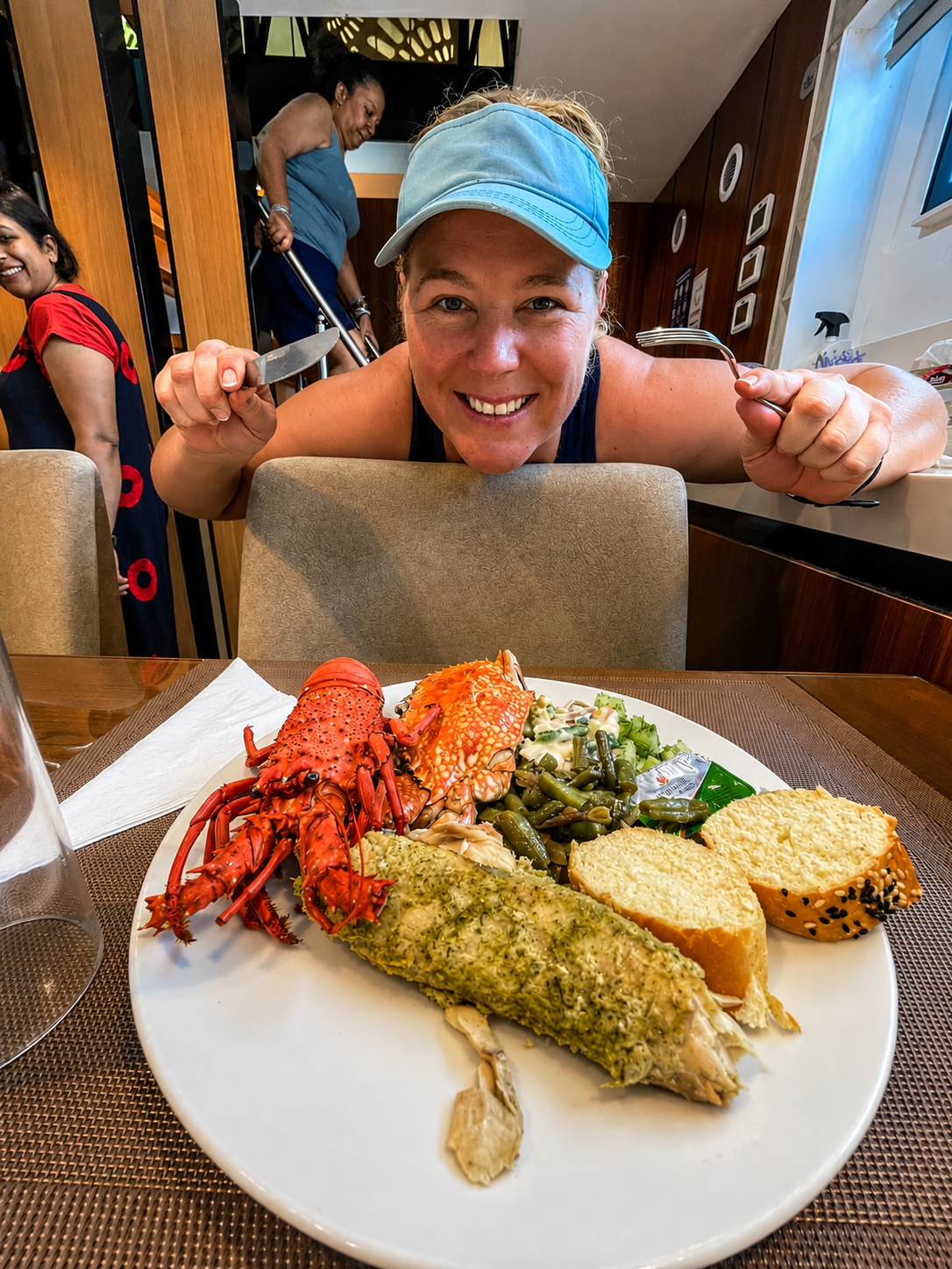 Seafood dish served on board