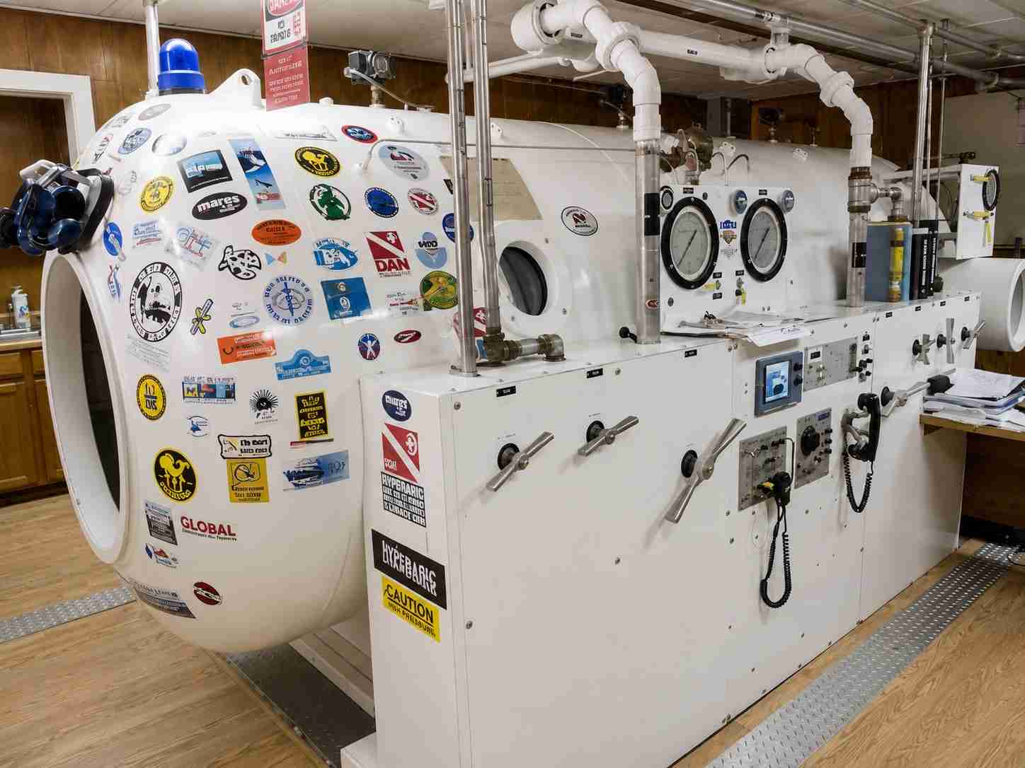Professional hyperbaric recompression chamber used to treat decompression sickness