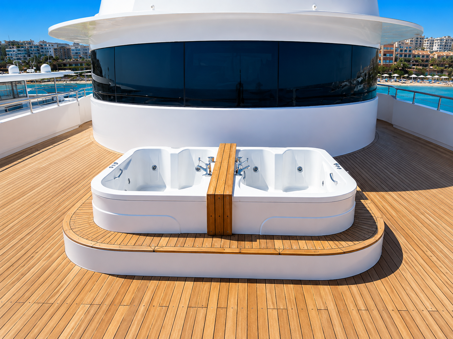 Outdoor Jacuzzi set on the open sun deck
