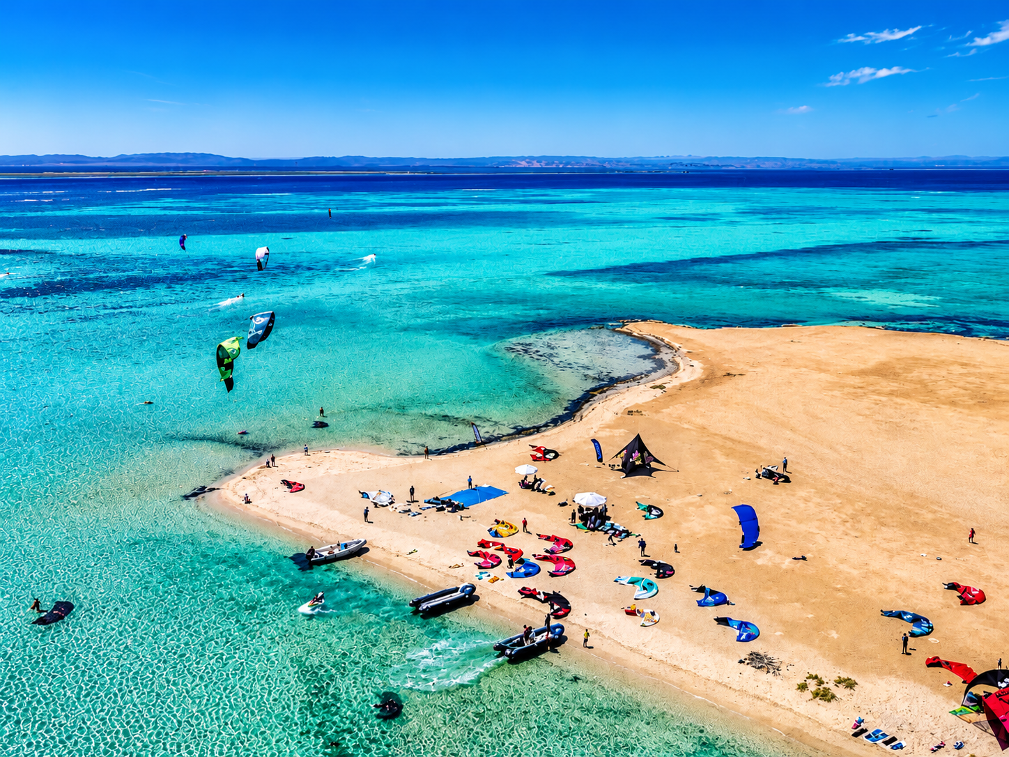 Remote Red Sea sandbank surrounded by turquoise lagoons