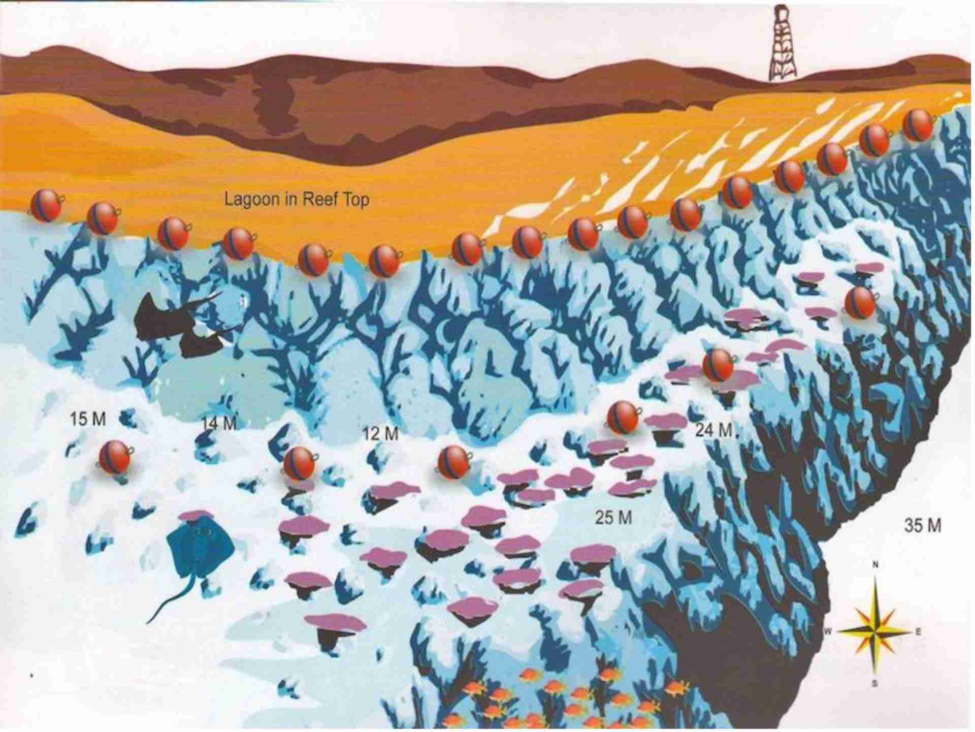Ras Abu Soma dive site map, Safaga
