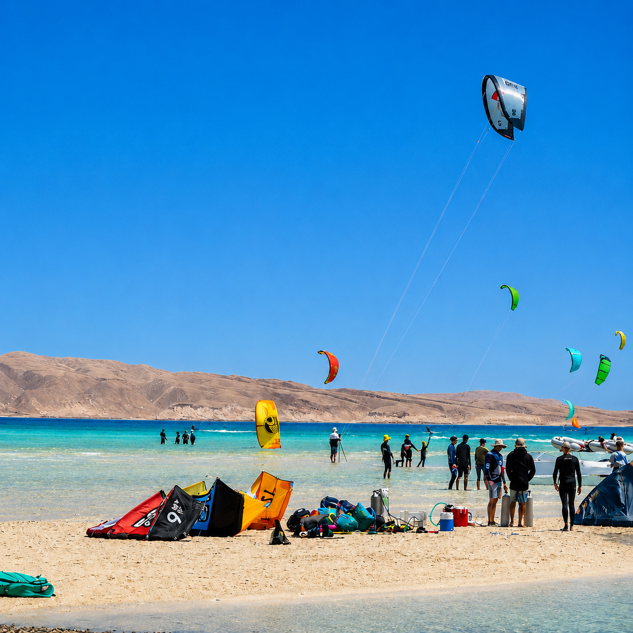 Wide open riding space with steady wind and shallow turquoise water