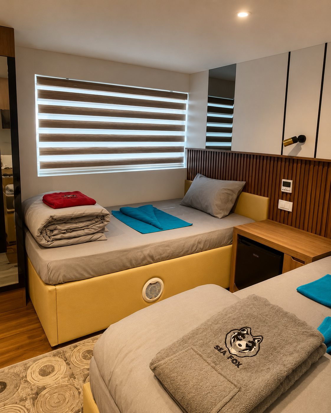 Twin cabin on the M/Y Sea Fox