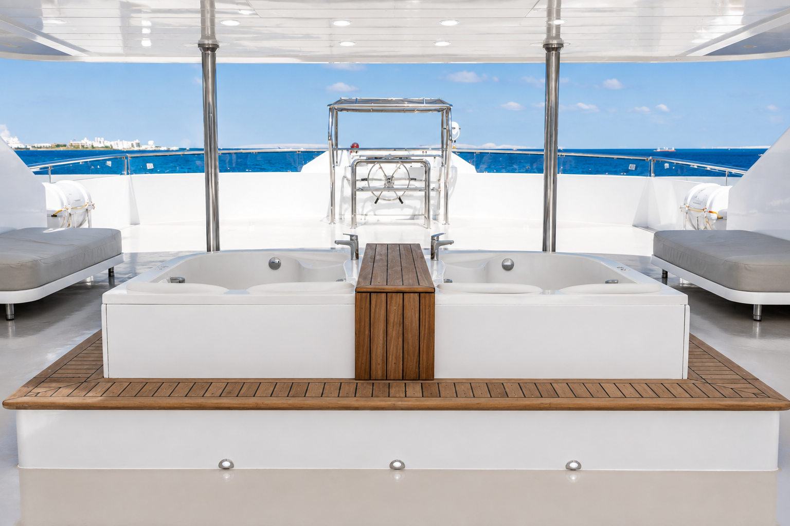 Open-air Jacuzzi on the deck of the Sea Treasure Liveaboard Egypt