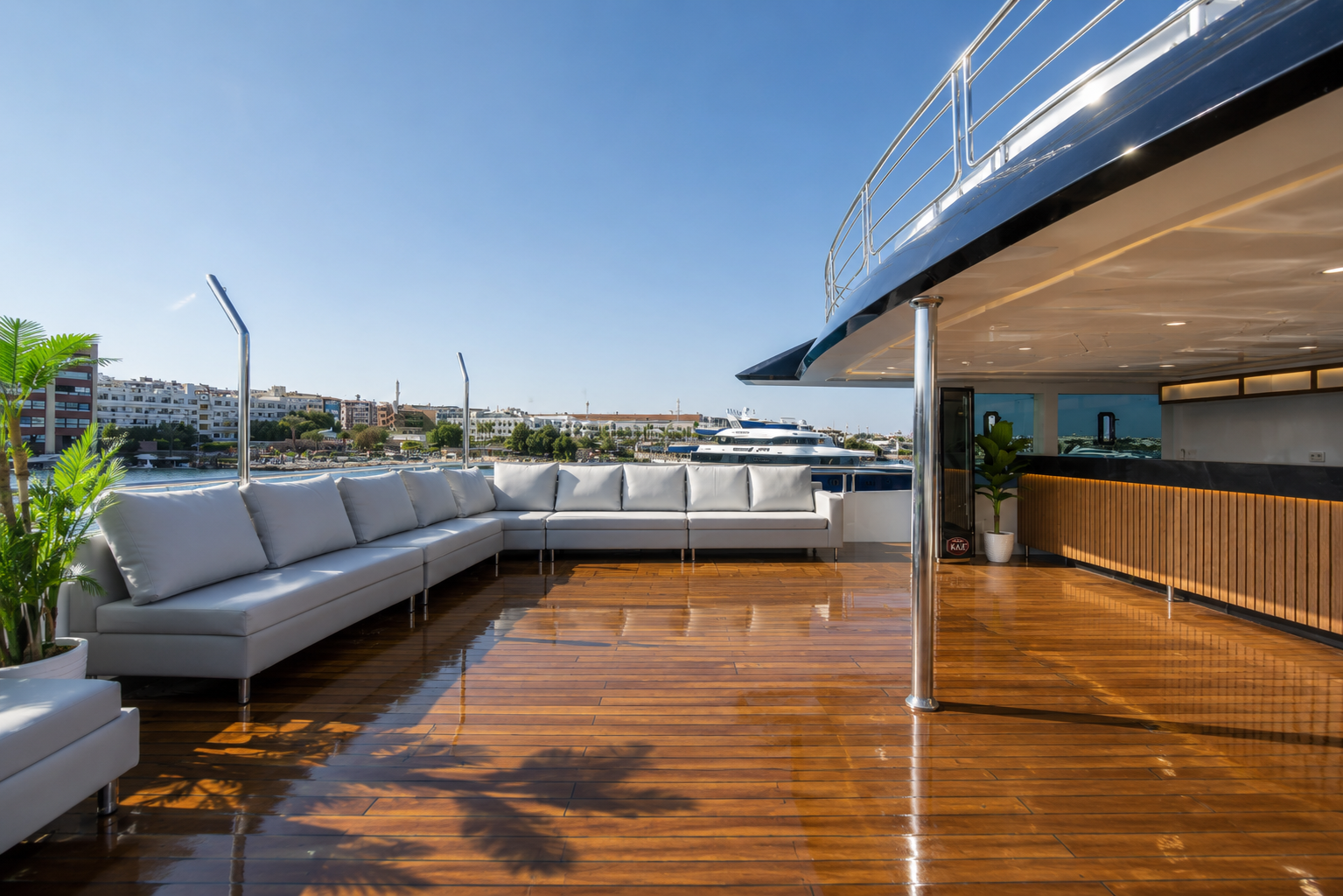 Outdoor lounge deck on the Sea Treasure Liveaboard Egypt