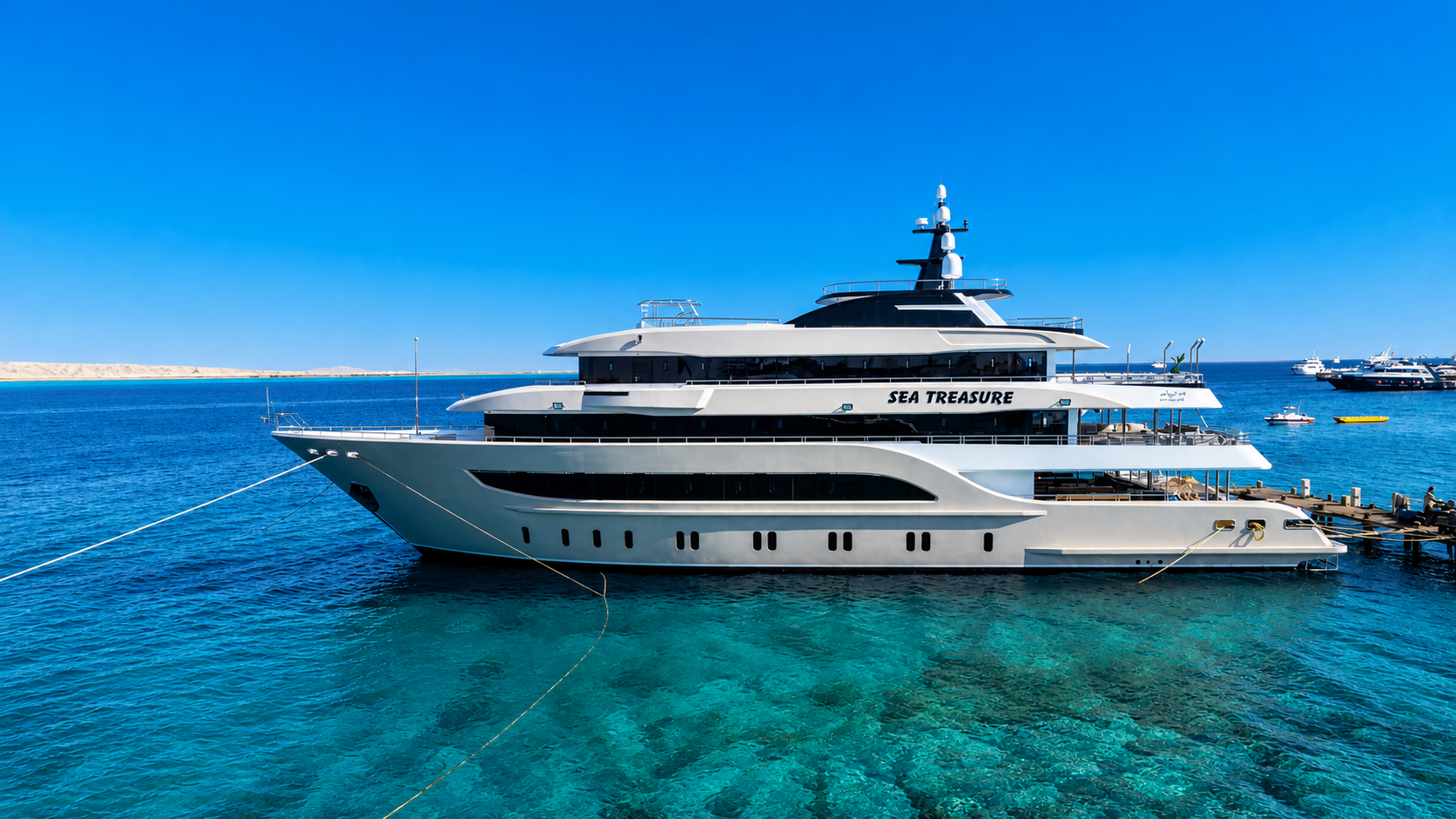 Side view of the Sea Treasure Liveaboard Egypt at sea