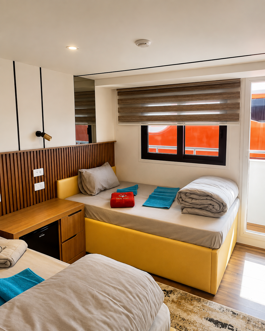 Sea-view twin cabin with two separate beds