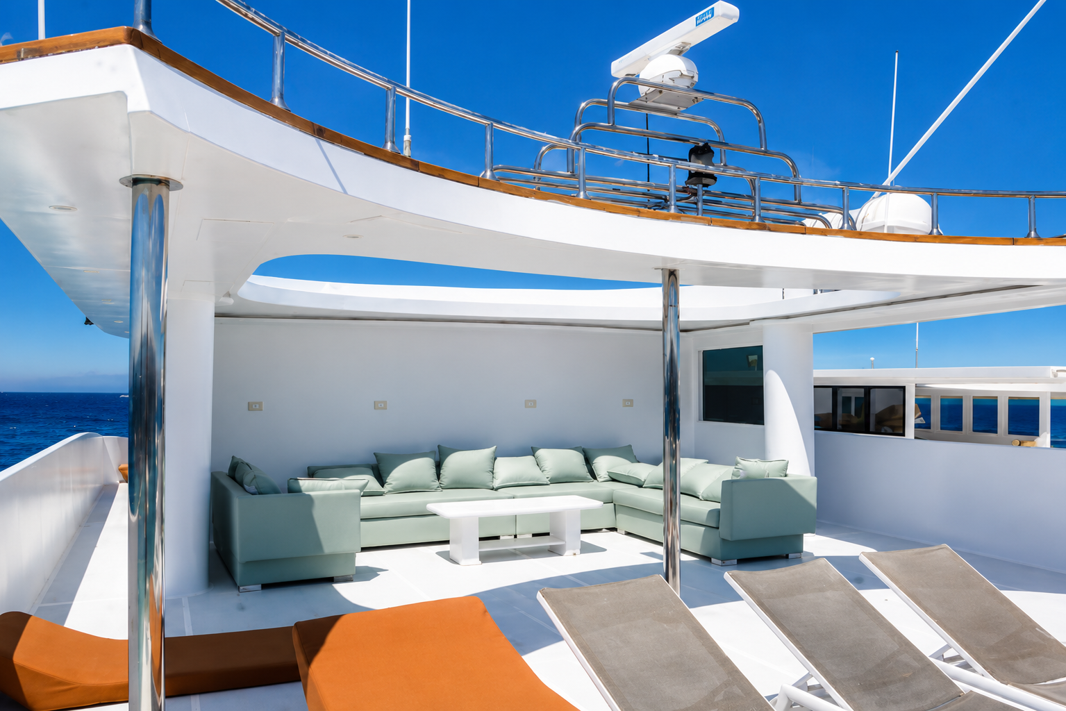 Upper deck lounge with open-air seating