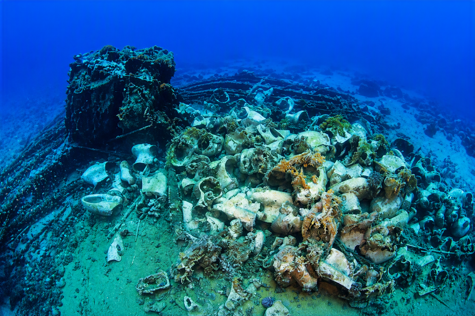 Toilets from the Yolanda wreck cargo on the seabed at Shark and Yolanda Reef, Ras Mohammed near Sharm El Sheikh