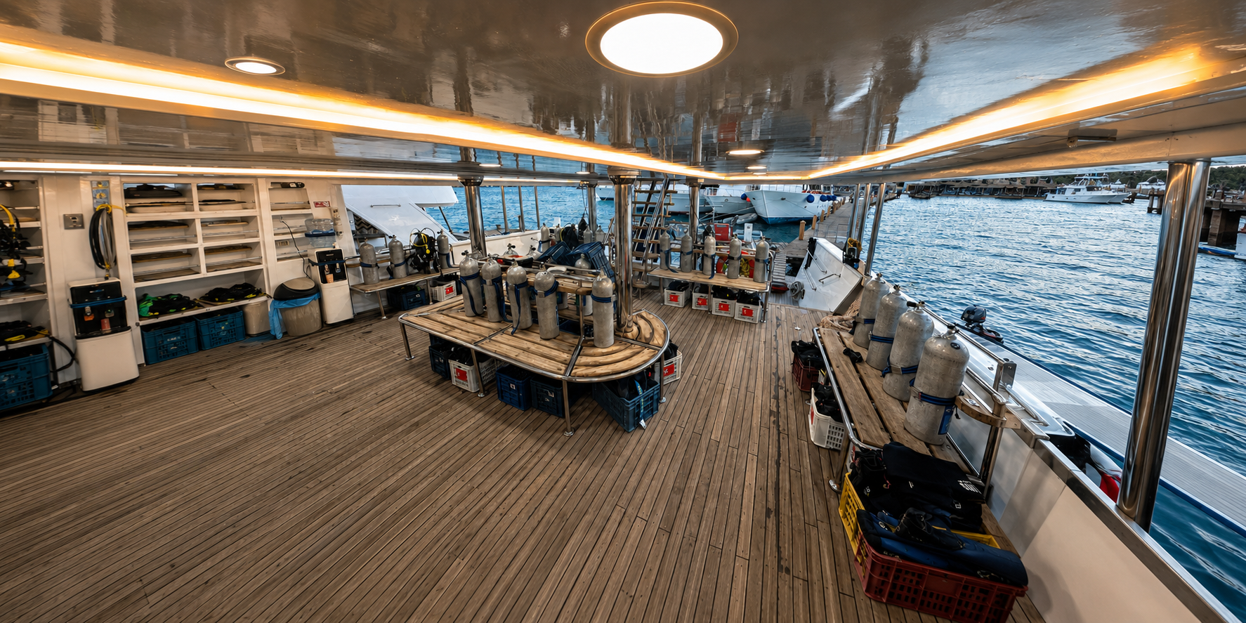 Dive deck aboard the C Echo II liveaboard