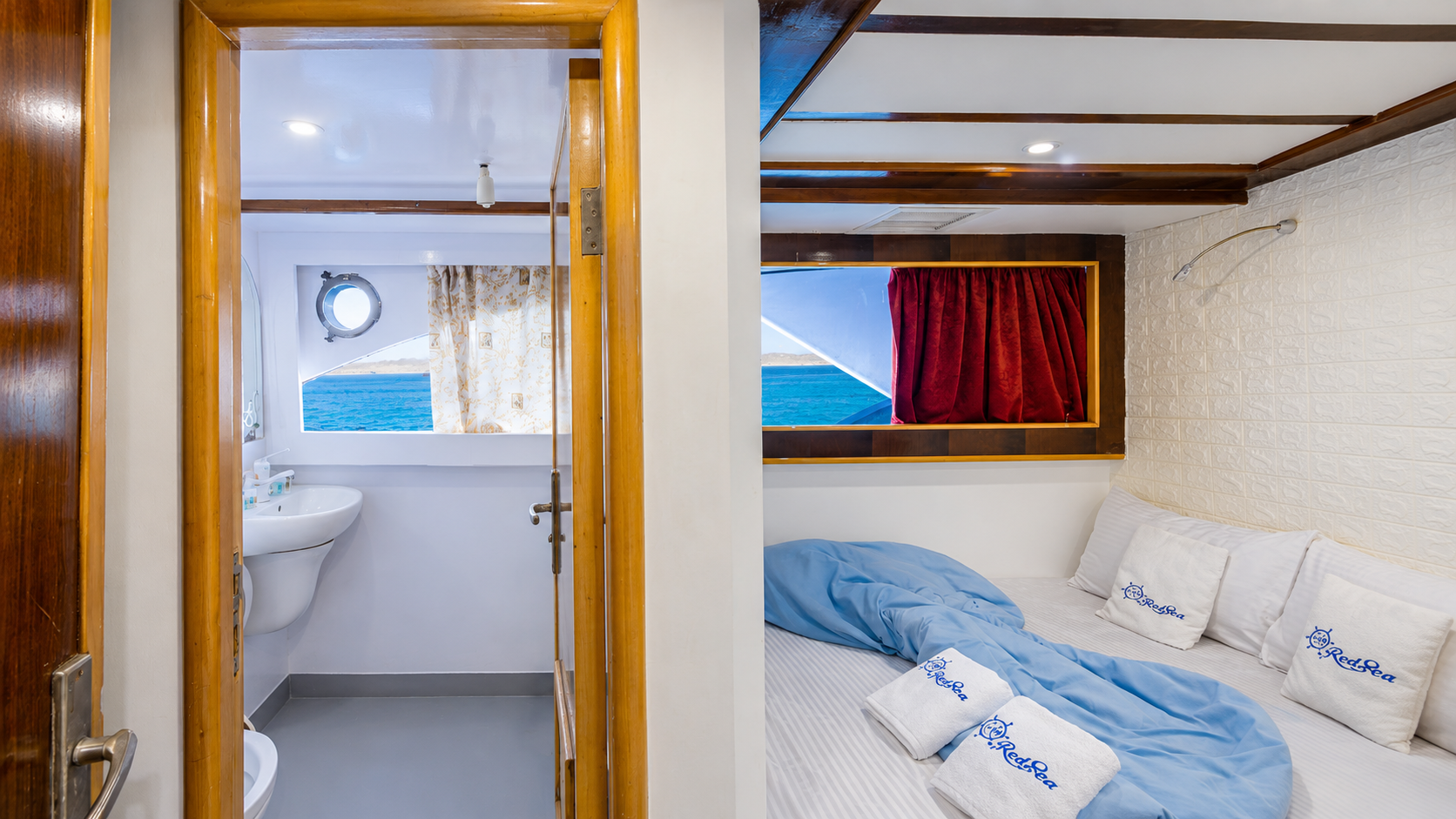 Double cabin on the sun deck with a window onto the sea