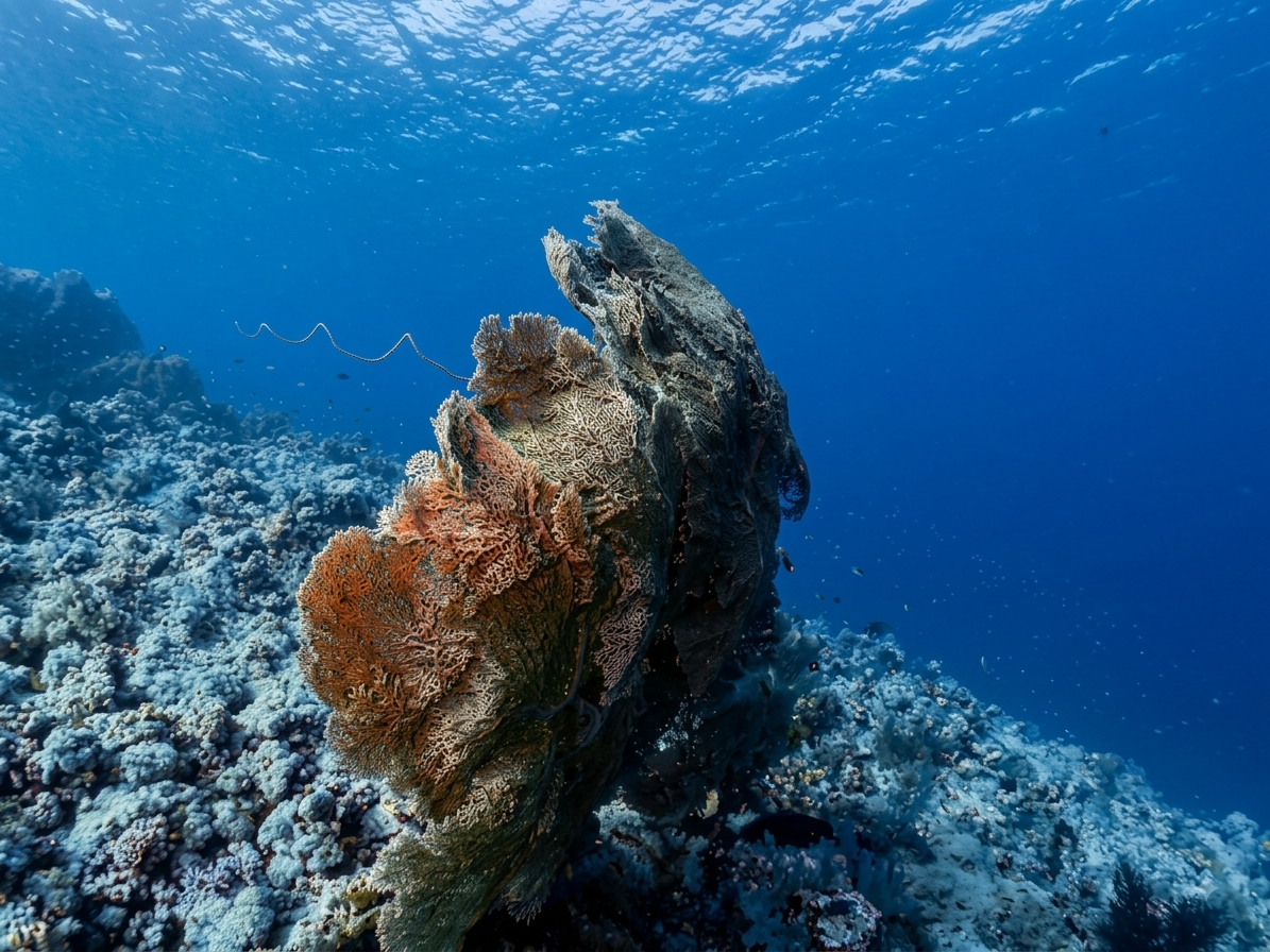 Gorgonian sea fan standing in the current at Abu Kifan