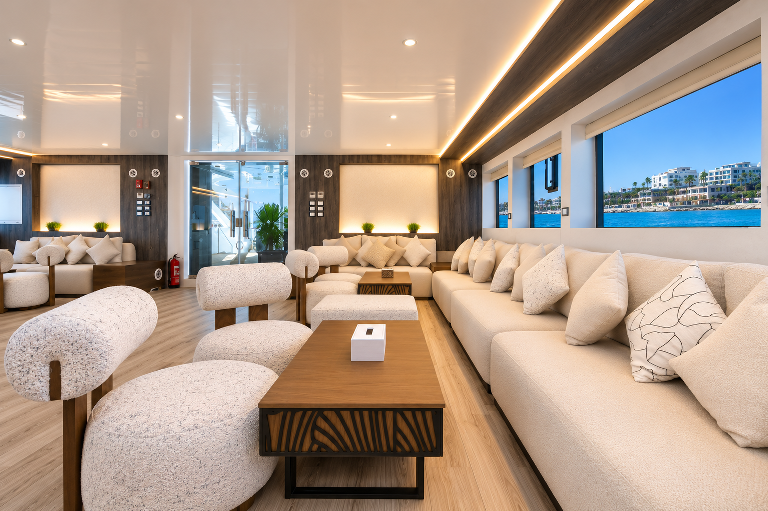 Seating area in the indoor salon