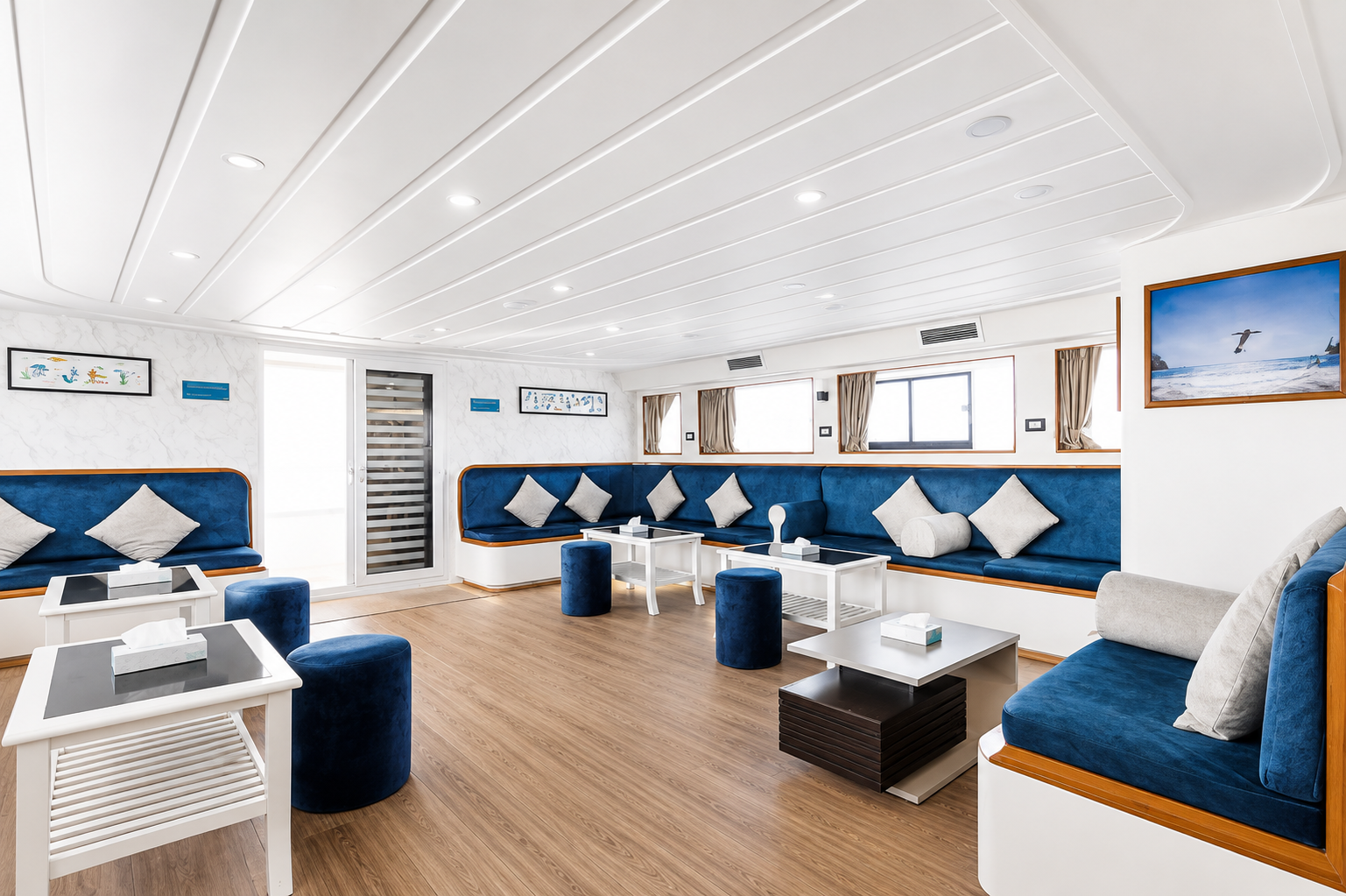 Salon seating and lounge area