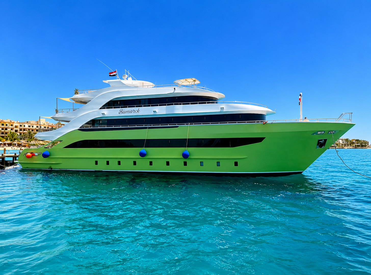 The Bismarck Liveaboard Red Sea yacht alongside in Hurghada marina