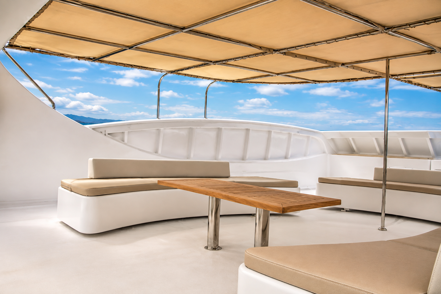 Shaded seating on the upper deck