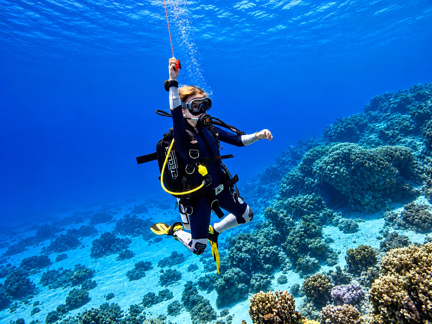 Surface marker buoy deployment on a PADI Advanced Open Water dive
