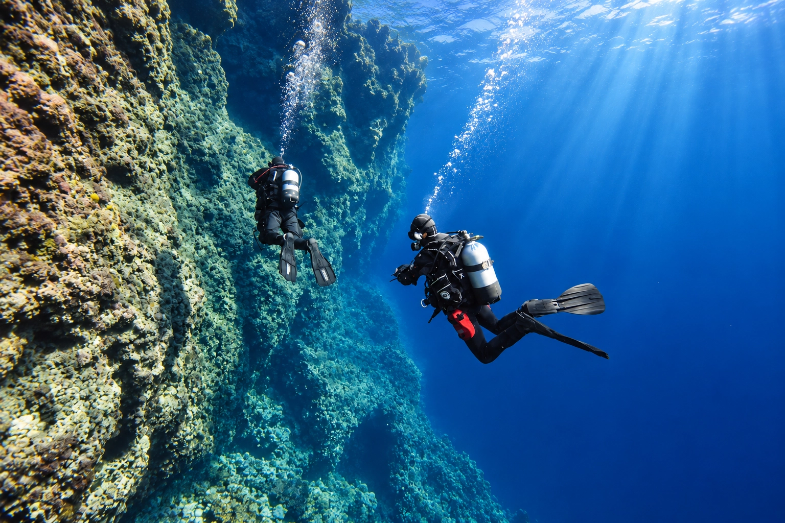 Deep wall falling away on a Red Sea site