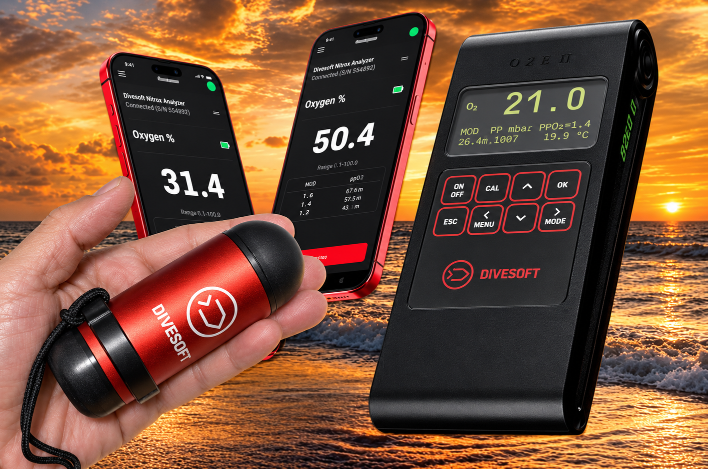 Digital oxygen analyzer showing a blend reading