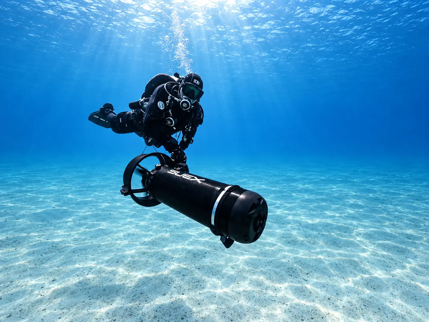 PADI DPV Scooter Diver course unit ready for a dive in Hurghada