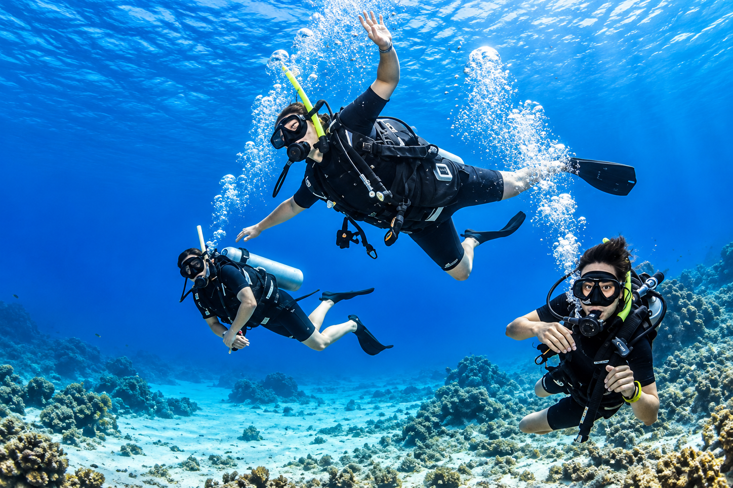 First-time diver exploring the reef on a Discover Scuba dive in the Red Sea