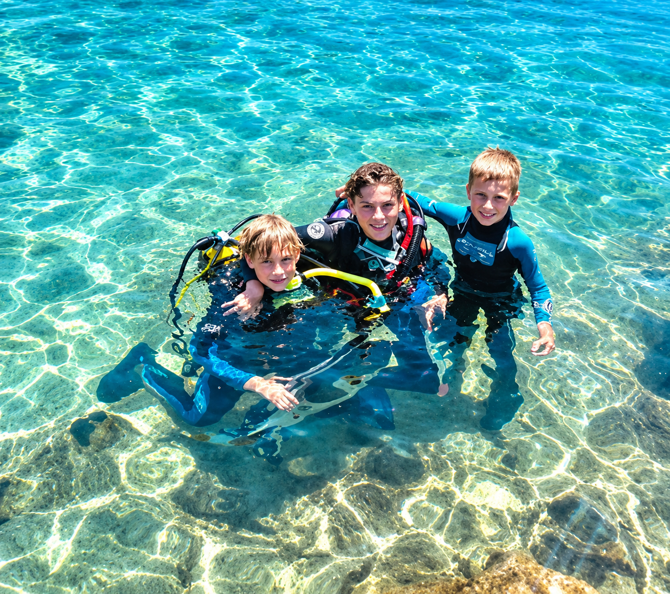 Junior divers on a Red Sea boat trip during their PADI Junior Open Water course