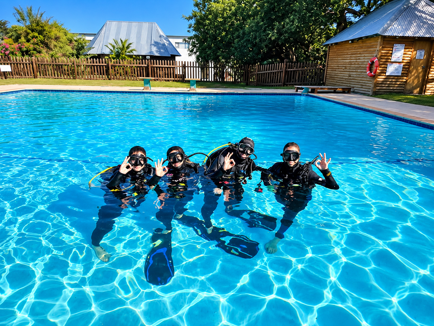 Small group during a Discover Scuba pool session in Hurghada