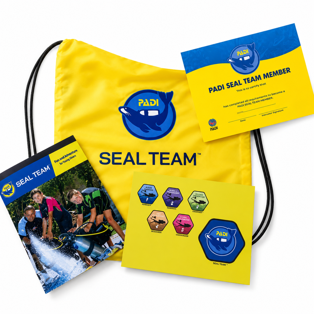 PADI Seal Team materials and logbook given to children in Hurghada