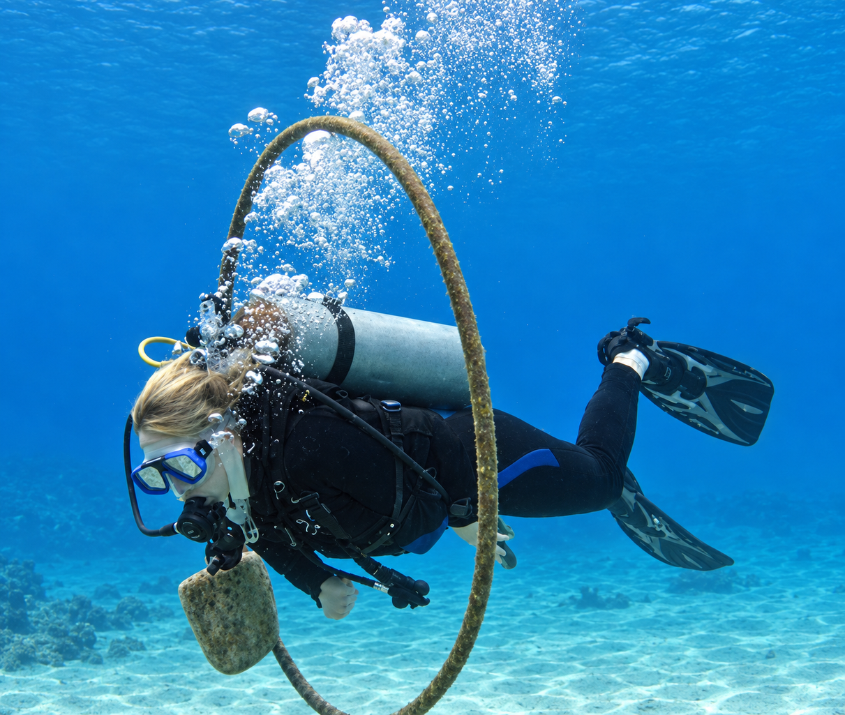PADI Peak Performance Buoyancy hoop exercise in Hurghada