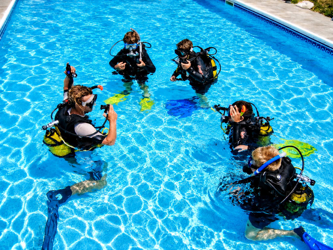 Confined water session during the Open Water certification in Hurghada