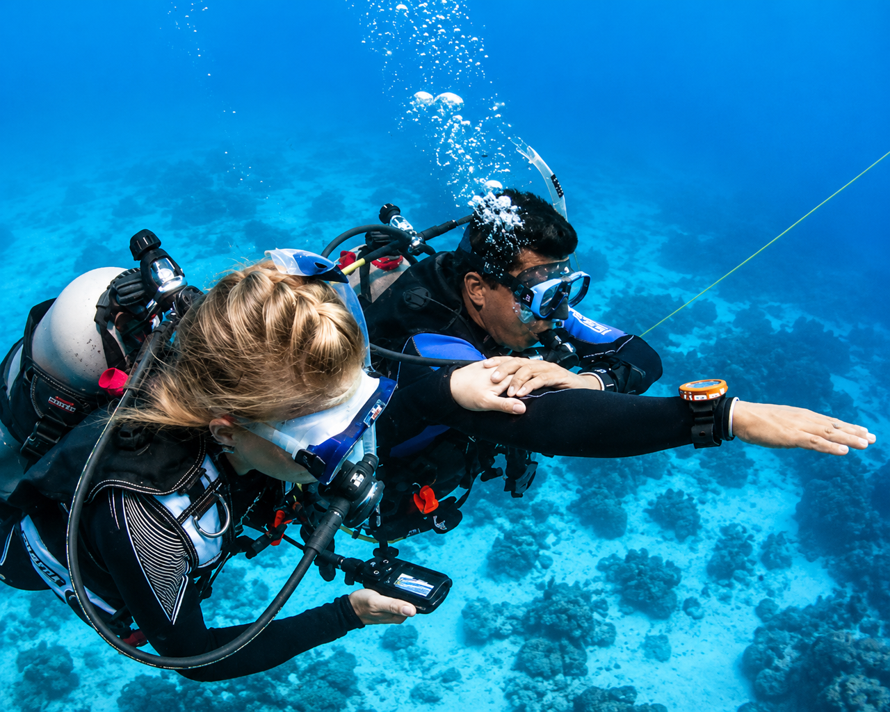Compass navigation on an Open Water certification dive