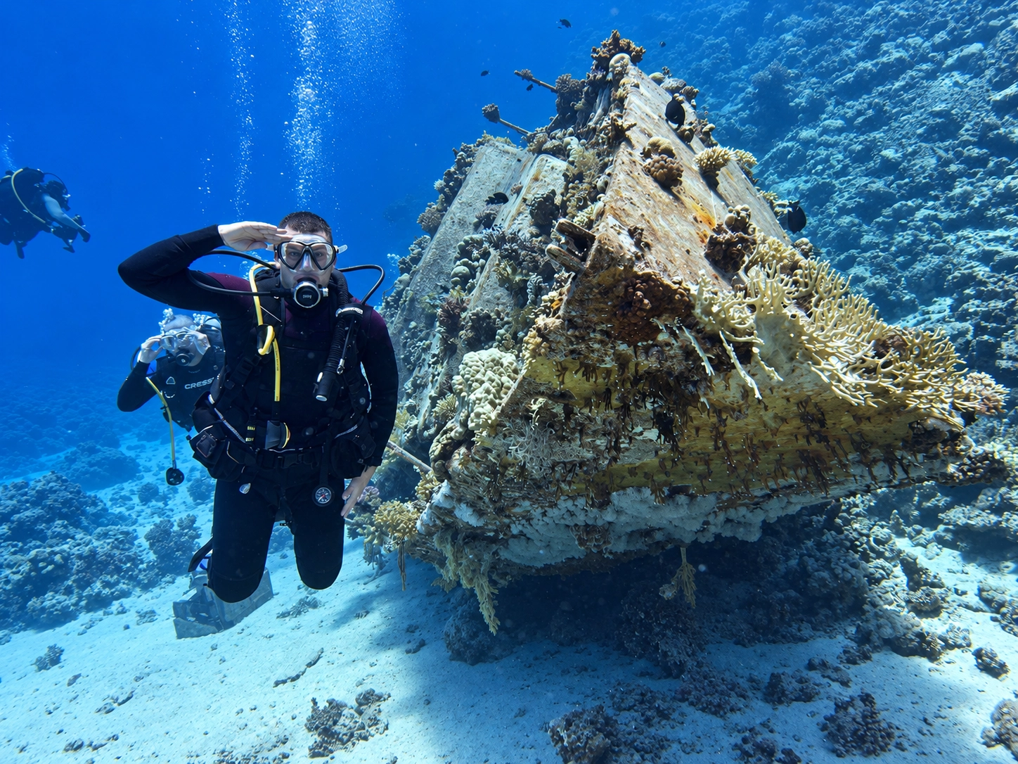 PADI Wreck Diver exploring the outside of the structure